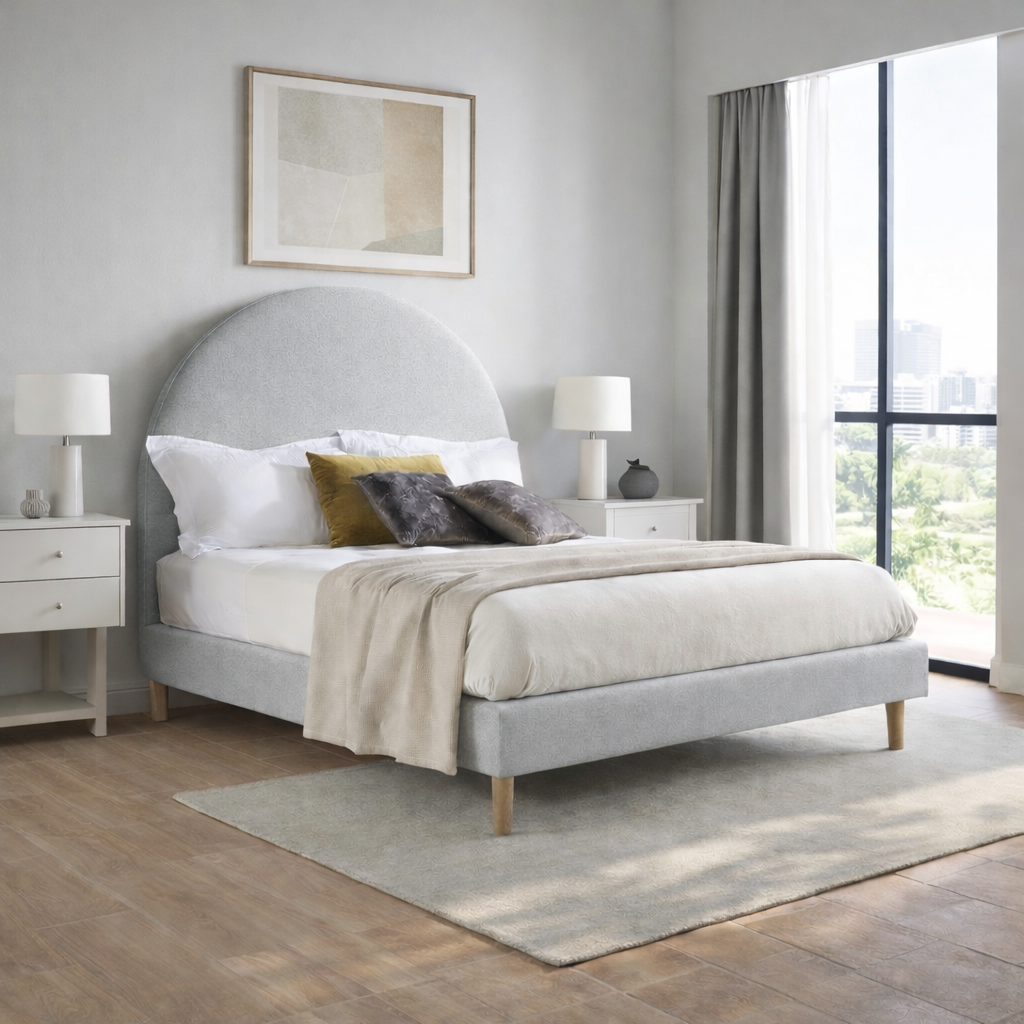 Light  Silver Grey Moon Bed